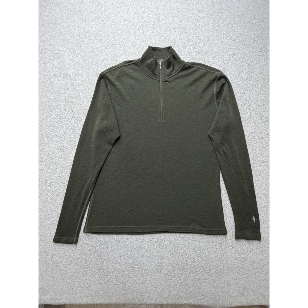Smartwool 1/4 Zip Shirt Mens Large Green Merino Wool Thermal Base Layer FA04
